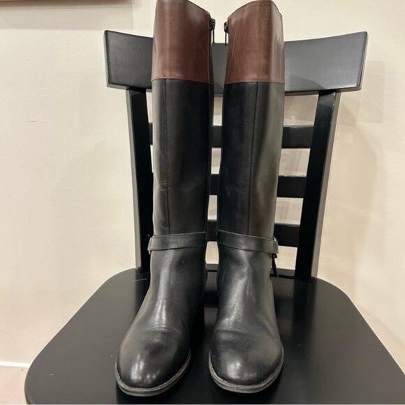 Lauren / Ralph Lauren Makaila Tall riding boots size 6.5B, black & brown - Picture 2 of 4